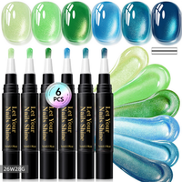 6 Colors Cat Eye One-Step Gel Pens -F